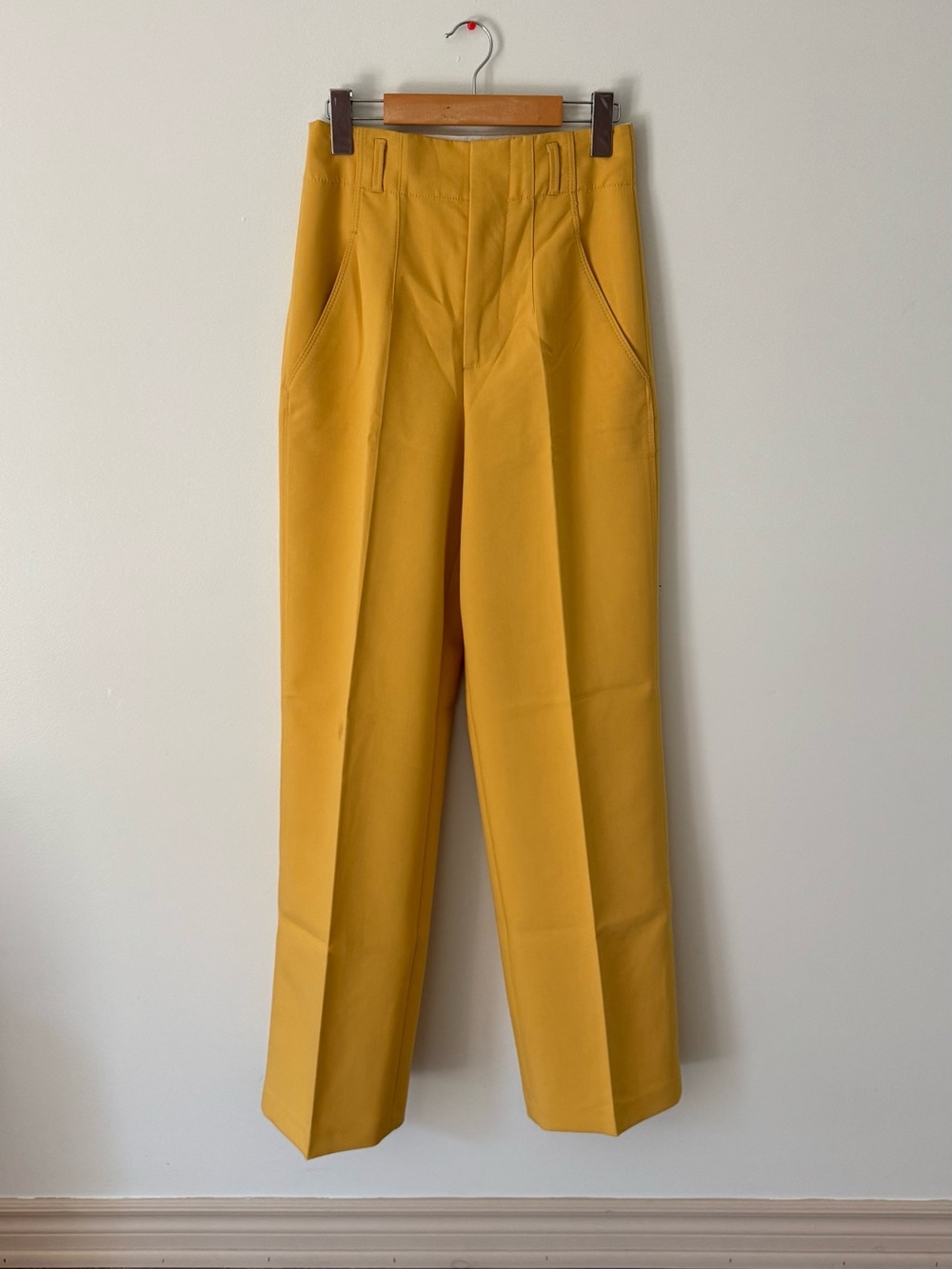 Zara High Rise Wide-Leg Pants in Mustard Yellow